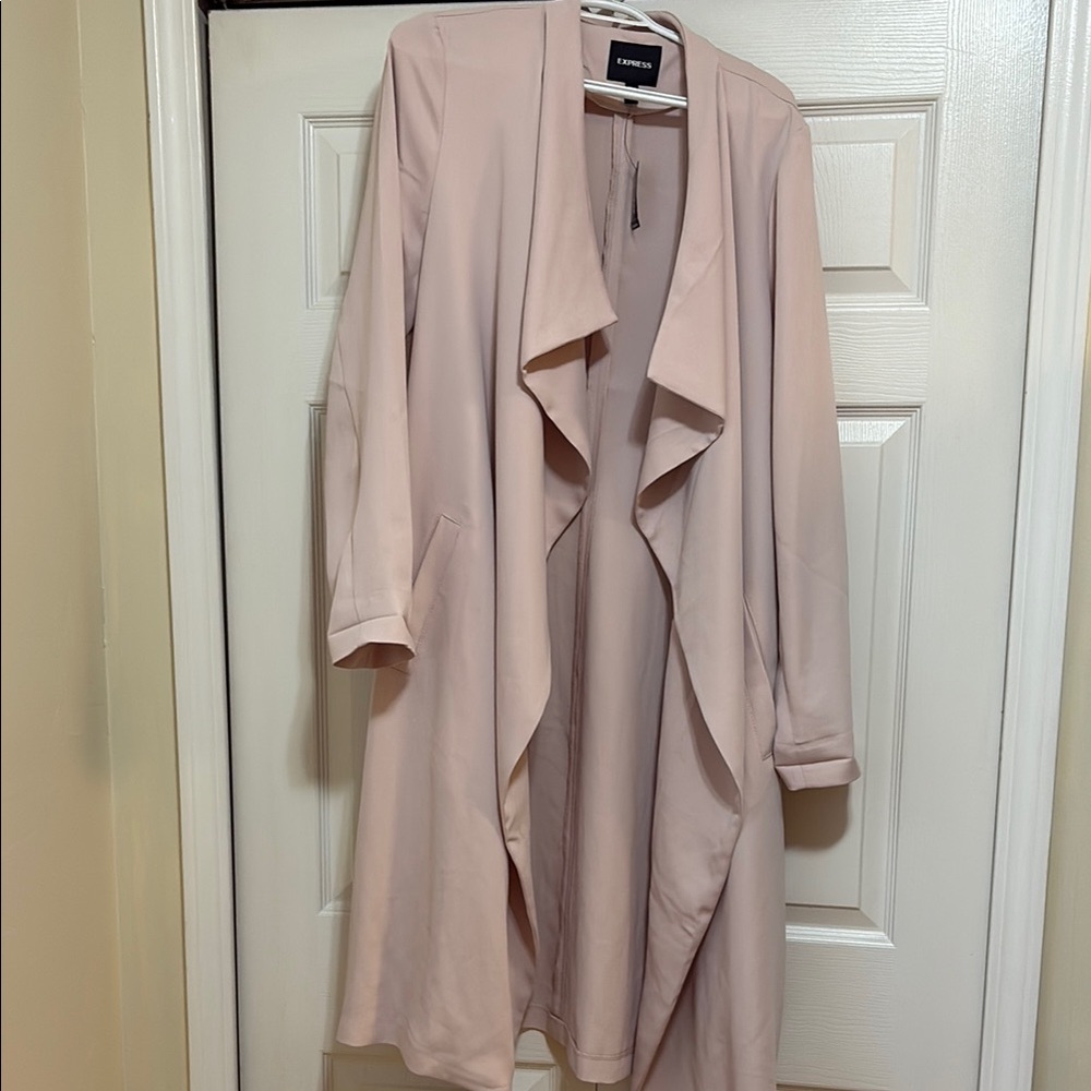 Express Blush Pink Waterfall Belted Trench NWT SIZE L